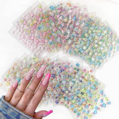 Syco Style 12 Sheets 3D Mix Flower Nail Art Stickers