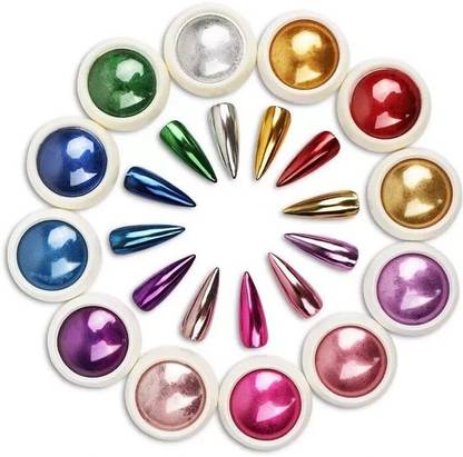EZELFLOW BEAUTY 12 Colors Super Thin Mirror Effect Nail Art Chrome Powder Holographic