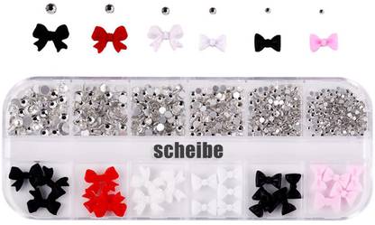 EKINSU DIY Nail Art Accessories Bows and Stones- 12 Grid