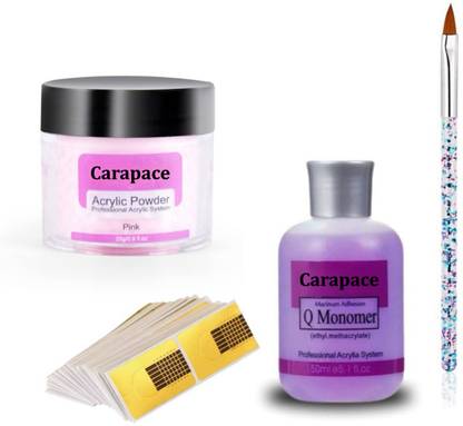 Carapace Acrylic Powder, 20 Nail Forming Tip, 1 Nail Brush & 1 Monomer