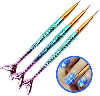 RUBY FACE Acrylic Nail Art Brush Set Glitter Mermaid Handle Nail Liner Pen