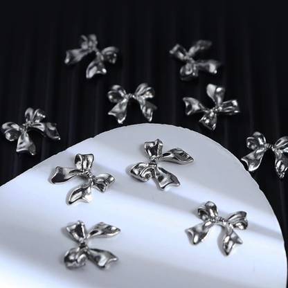 Scheibe 3D Bowknot Nail Charms - 10 Pcs Silver