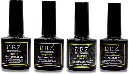 D.B.Z. Top Coat, Base Coat, Nail Primer & Dehydrator, Textured Finish - 7.5ml Each