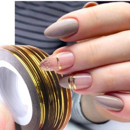 RUBY FACE 10 Pcs Gold Color Nail Art Striping Rolls Tape Nail Sticker Nail Tip Decoration