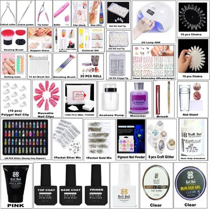 Hilex NAIL ART FULL KIT - POLYGEL KIT - ACRYLIC KIT - NAIL EXTENSION KIT (41 in 1 Kit)