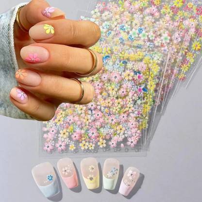 StyleShark 6 Sheets 3D Mix Flower Nail Art Stickers