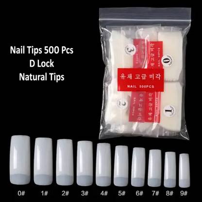 luscious glances D Lock Normal Nail Tips 500 Pcs For Nail Extension Artificial Nail