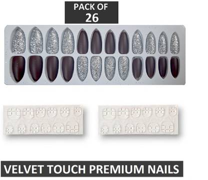 Abhilasha False Artificial Velvet Touch Press-On Nails With Premium Glitter PACK OF 26