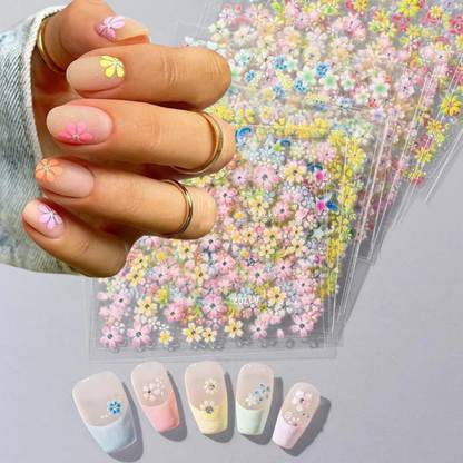 Syco Style 6 Sheets 3D Mix Flower Nail Art Stickers