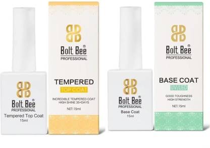 BOLT BEE Tempered Top Coat and Base Coat Soak Off Gel Nail Polish set for Nail Art