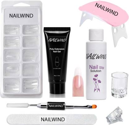 NAILWIND Poly Nail Gel Extension Kit With Slip Solution Uv Nail Lamp