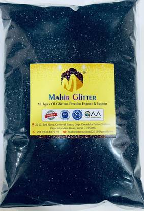 Mahir Glitter 1 Kg Black Glitter Powder for Art & Craft, Nail Art, Resin, – Fine Grade