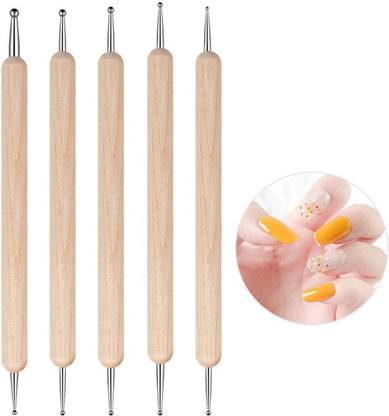 RUBY FACE 5 Pcs Double Ended Stainless Steel Ball Stylus Wooden Tool Set