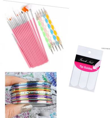 she pro Nail Art Combo 15pcs brush 5pcs dotting tools 3 tip guide 10 tape