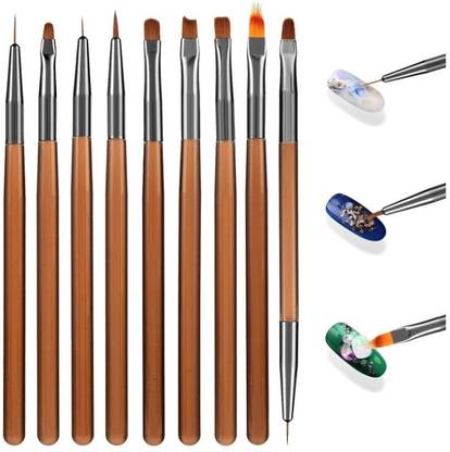 NPAH 9Pcs Nail Art Design UV Gel Brush Set for Painting & Drawing