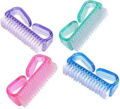 Qul.w 4 Pcs Handle Grip Nail Brush for cleaning nails Pedicure Brushes Tool Kit