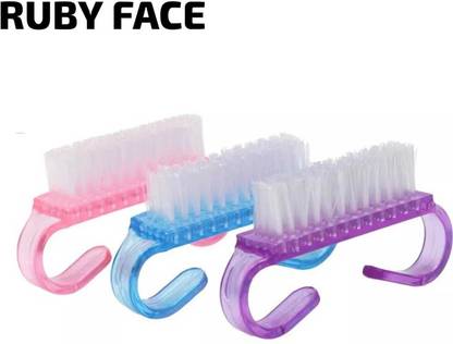 RUBY FACE Handle Grip Nail Brush Hand Finger Toe Nail Cleaning - Set of 3 Pcs