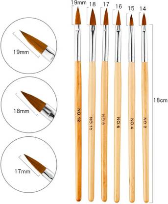she pro 6Pcs Professional Acrylic Nail Brush Set – Size 2 to 12
