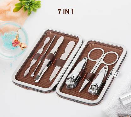 Dwiti Enterprise 7 in 1 Professional Manicure & Pedicure Set Nail Grooming Kit with Leather Case