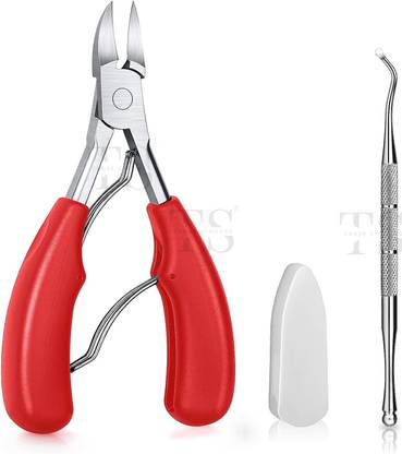 THR3E STROKES Toenail Cuticle Cutter Thick & Ingrown Toenail Clipper & Toenail Filer Cleaner