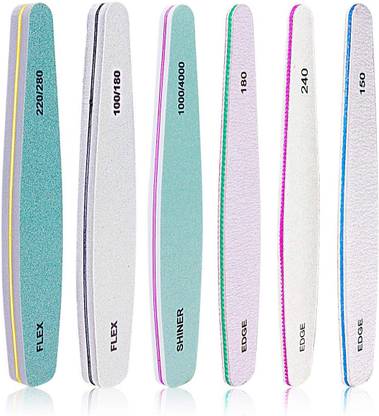Verilux 6pcs Nail Files Set for Manicure Nail Buffer Files Block Washable Double Sided