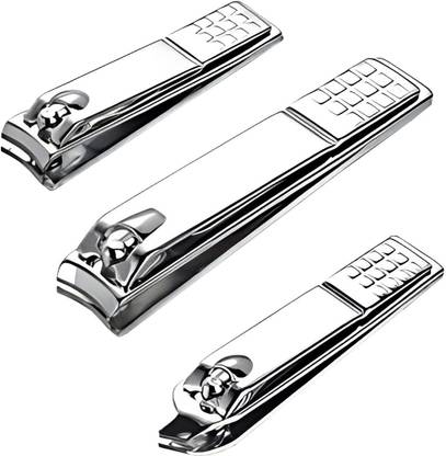 SYGA Nail Pack of 3 Clipper Set Silver Stainless Steel Fingernail Cutter