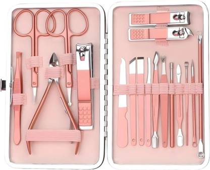 Gold Leaf 18-Piece Nail Grooming Set – Stainless Steel Tools with PU Travel Case
