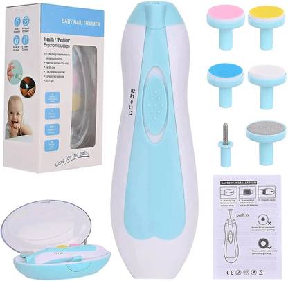 Ghoba New Baby Nail File Electric,Baby Nail Trimmer with 6 Grinding Heads Safe (Bule1)