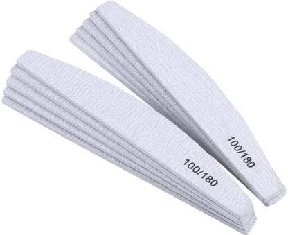 RANORE 10PCS 100/180 Nail Filers, Professional Nail Filer Set,Half Moon filers