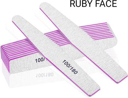 RUBYFACE Nail Filer Professional 100/180 Nail File Set False Shaped Fingernail files