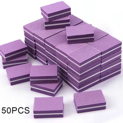 HASTHIP 50pcs Mini Nail Filer 180/100 Grit Sponge Nail Filer Block Nail Polish Sanding