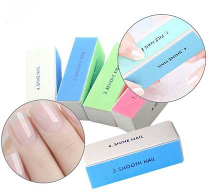 RUBYFACE 4 Way Nail Buffer, Block 4 Steps Sanding Polisher Washable Files Nail Art