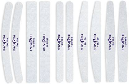 Pinpai 10 Pcs Professional Nail filers 100/180 Grit in 5 Different Shapes