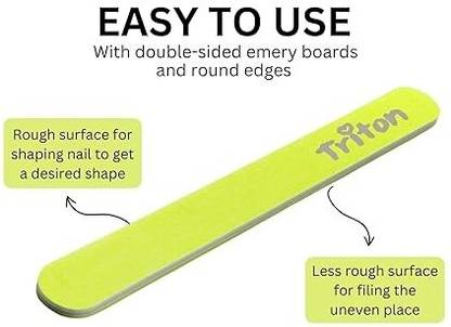 TRITON Double Sided Nail Filer/Emery Board/Buffer/Polisher,Reusable Hard File Washable