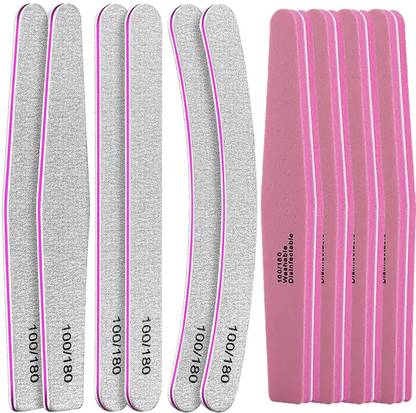 Gleevia Nail Files 100/180, Filer & Buffer for Natural & Acrylic Nails, Manicure Combo