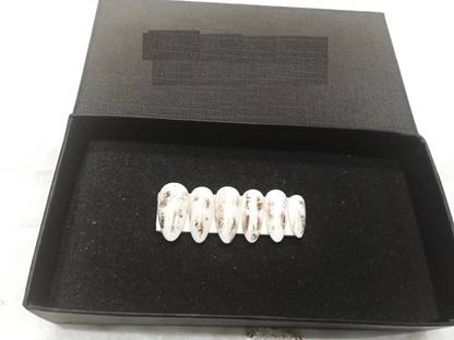 TheNailPlug Long length Coffin shape Press on Nails Gray with pearl look