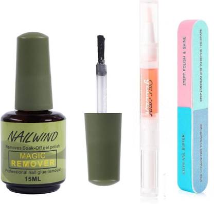 NAILWIND Gel Nail Polish Remover, Cuticle OiL with 6 Step Buffer, Magic Remove Set