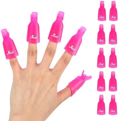 AKADO Plastic Acrylic Nail Art Soak Off Cap Clip UV Gel Polish Remover Wrap Tool, 5pc.