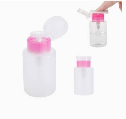 feelhigh Nail Polish Remover Pump Push Down Empty Lockable Acetone Pump Dispenser Bottle