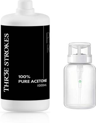THR3E STROKES Acetone | Clear | NOT FOR MEDICAL USE | Nail Polish Remover | Nail Color Remover