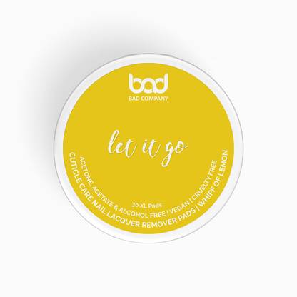 BAD COMPANY Let It Go Cuticle Care Nail Lacquer Remover 30XL PADS Lemon Scent