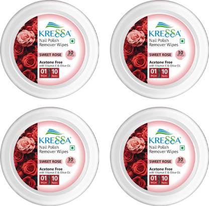 KRESSA Nail Polish Remover Wipes–Acetone Free | Travel-Friendly (Sweet Rose)