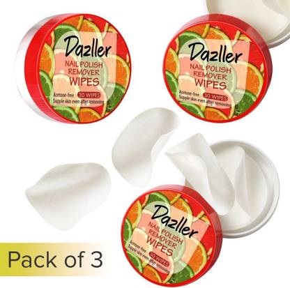 Dazller Nail Polish Remover Wipes - Pack of 3