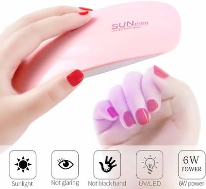GVJ TRADERS SUN Mini Nail Dryer 6W UV Gel Polish Curing LED Lamp Portable Manicure Tool Nail Polish Dryer
