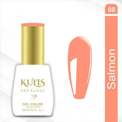 kulis UV Gel Nail Polish 16ml Brush Cap Bottle | Pro Range UV Lamp Cured Gel Color K08 Color: Salmon