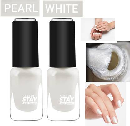 WOONGMI PERAL WHITE NAIL POLISH WATERPROOF GLOSSY FINISH COMBO PEARL WHITE