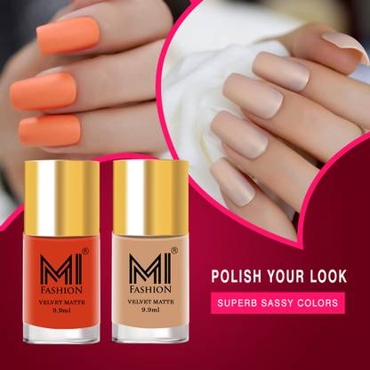 MI FASHION Add A Touch Of Sophistication With Matte Nail Polish Set Orange,Nude