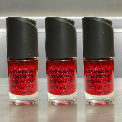 Luipui GLITTER RED NAIL POLISH GLOSSY GLITTER NAIL POLISH-3 RED
