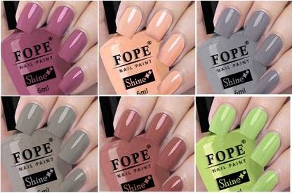FOPE Long Shine Glossy Nail polish set-16-17English Nude,Nude,Olive Green, Brown,Dark Maroon,Nudes Spring,Purplish Nude