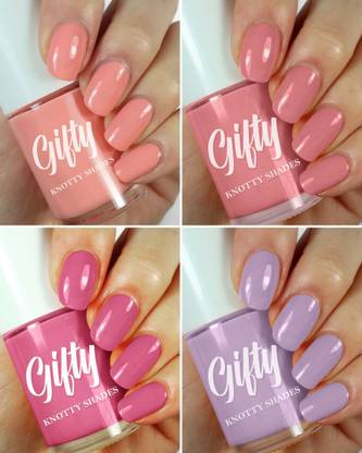 GIFTY Quick Drying Nail Polish, Gloss Finish, Highly Pigmented & Long Lasting Creamy Peach, Be Bold, Desset Night, Bad Romance